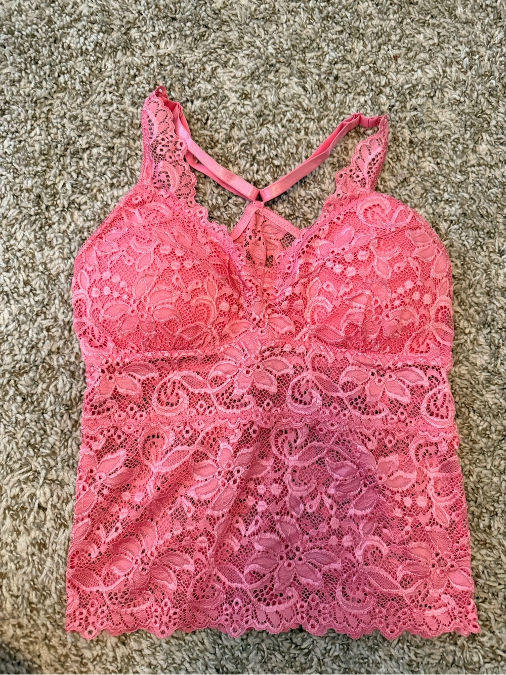 Floral Lace Bralette Camisole in Coral Pink